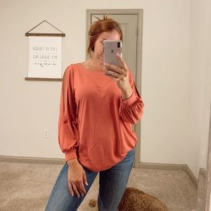 LOFT Pink Top With Sleeve Cut-Outs